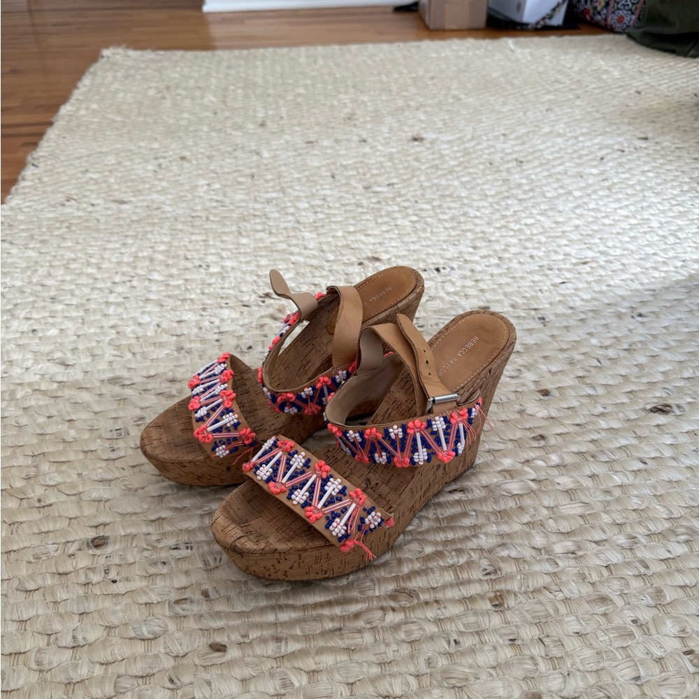 Rebecca Taylor beaded cork wedges size W9